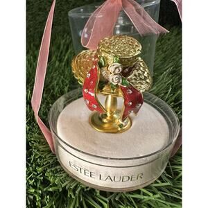 Estee Lauder Goldtone " Sun Bonnet” Compact for solid Pleasures Perfume 2000 BN